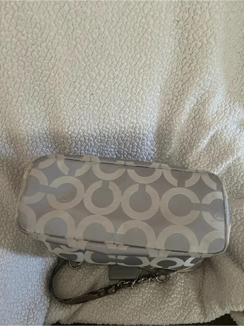 Coach Madison Op Art Signature Sateen Shoulder Tote Chain Handles EUC